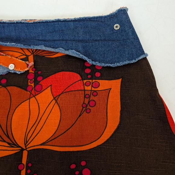 Floral & Denim Skirt Mini Knee Length Asymmetrical Handmade Pencil Circle A-line - Picture 3 of 9